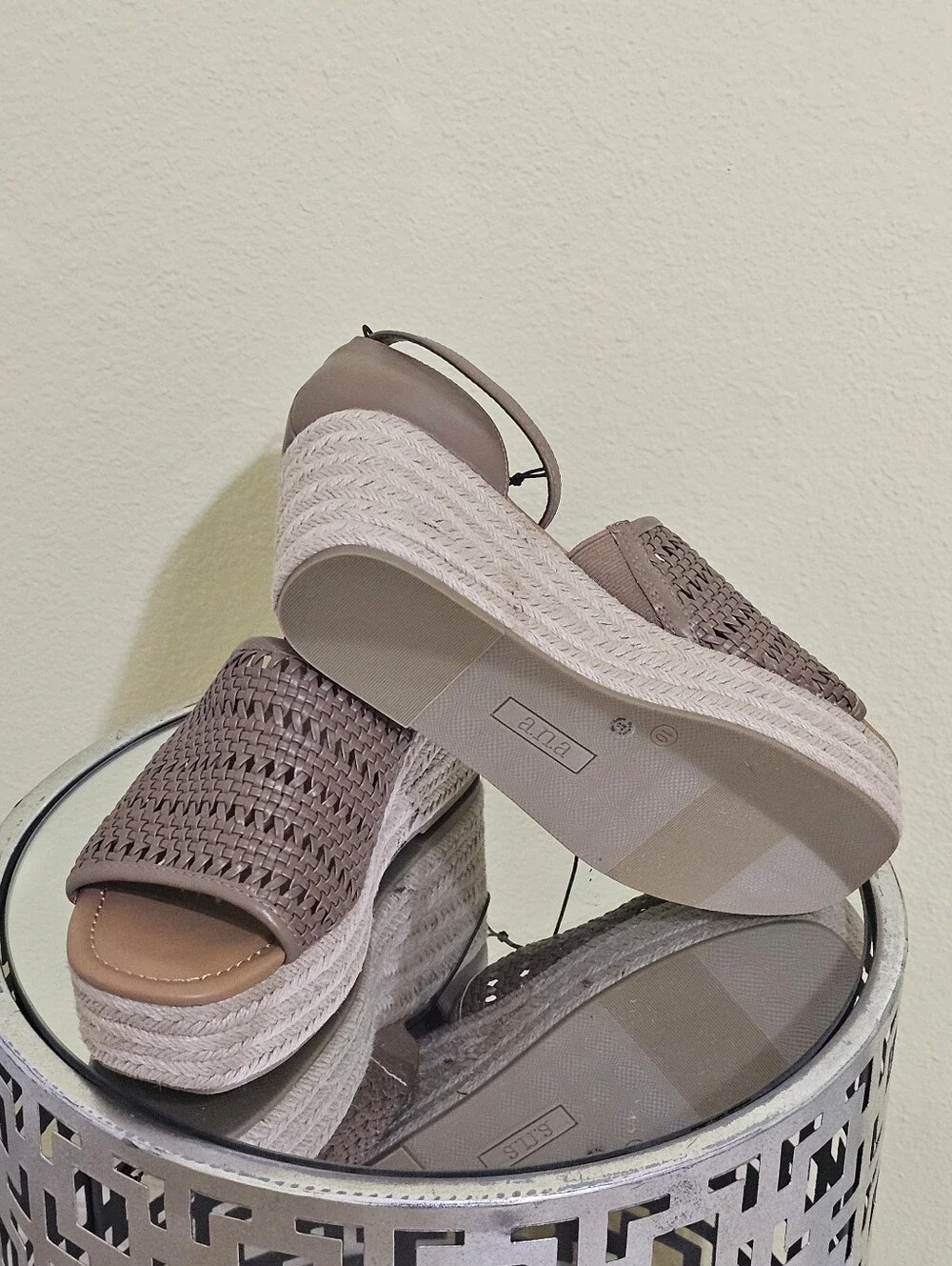 a.n.a Taupe Woven Espadrille Platform Sandals